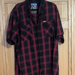 DIXXON Black and Red Plaid Short-Sleeve Button-Up Shirt